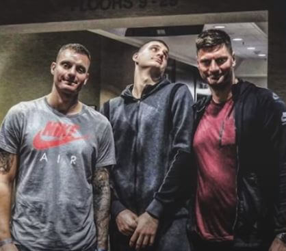 Strahinja Jokic with his brothers Nemanja and Nikola Jokic.